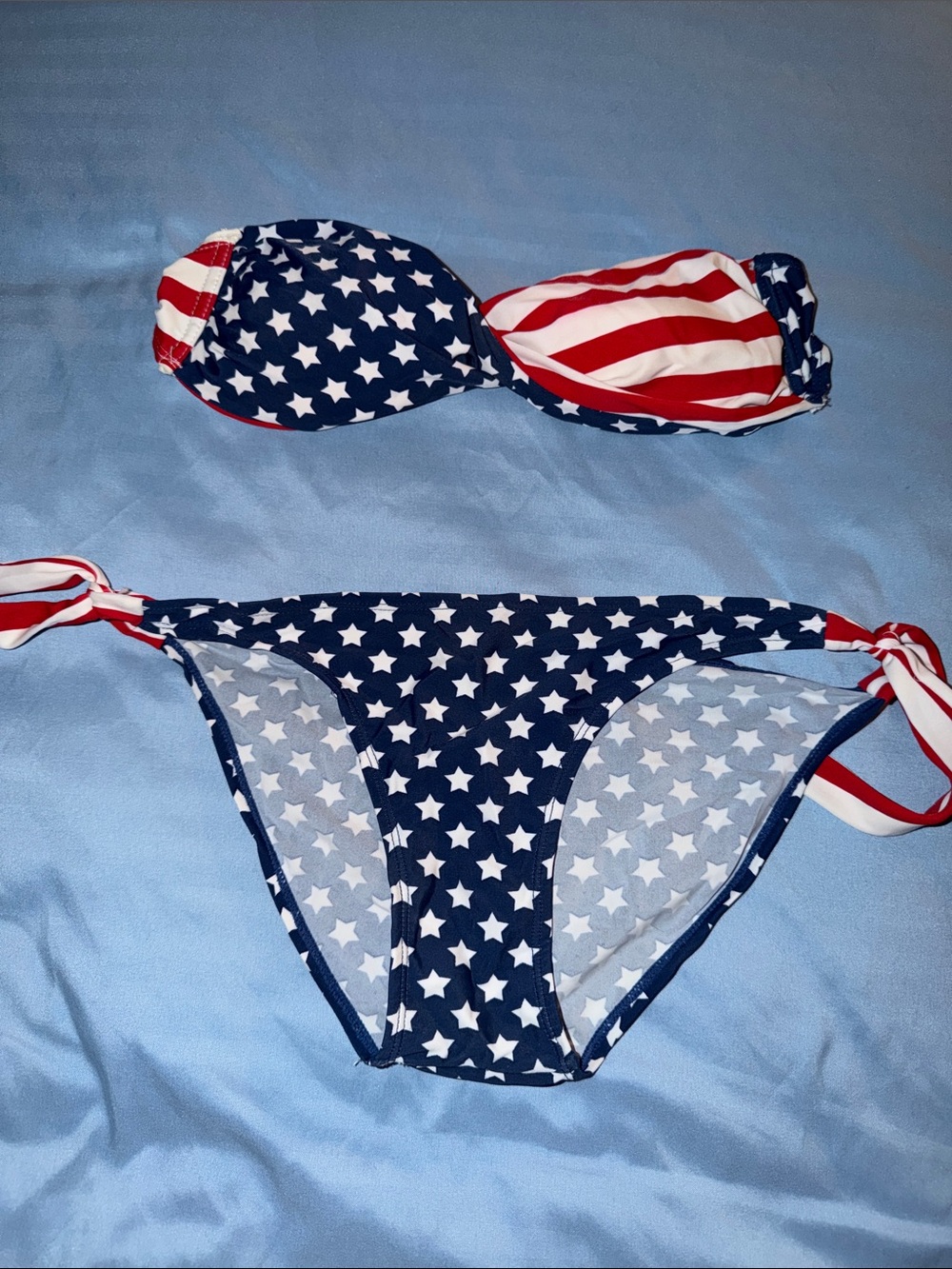 Stars & Stripes Bandeau Bikini Set - Navy, Red & White